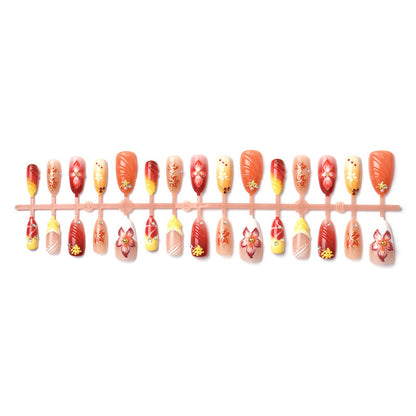 Künstlerisches Floral Press-On Nail Set Brehn 1790636735
