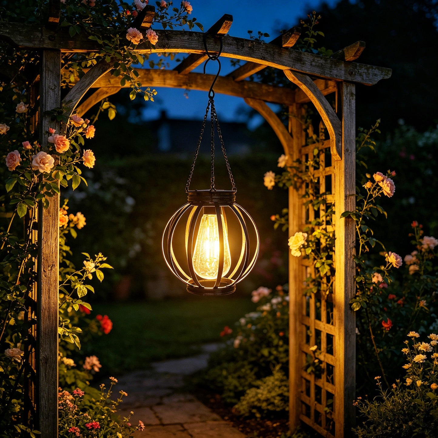 Outdoor Hängende Metallkäfig Pendelleuchte Mit Verstellbarer Kette Und Vintage Glühfaden LED Brehn
