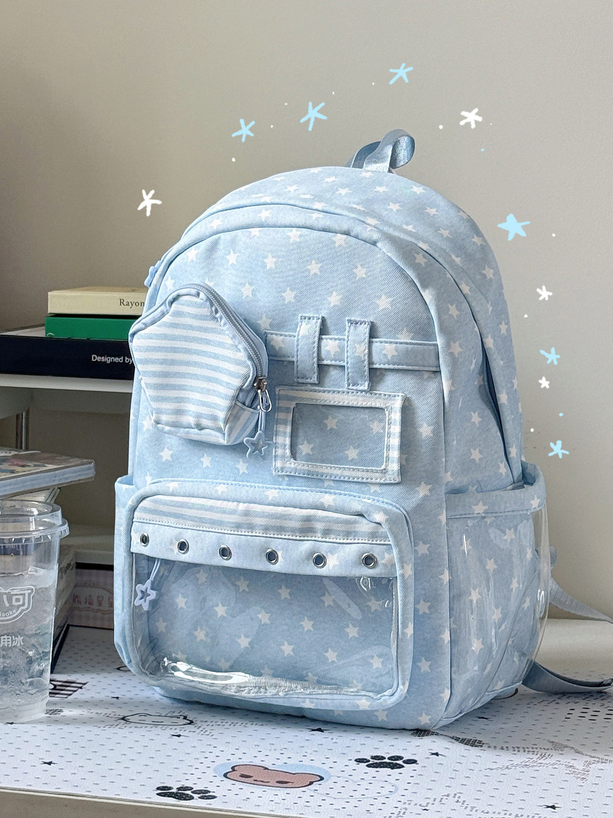 Stilvoller Mehrfach-Taschen Klar-Panel Rucksack Brehn