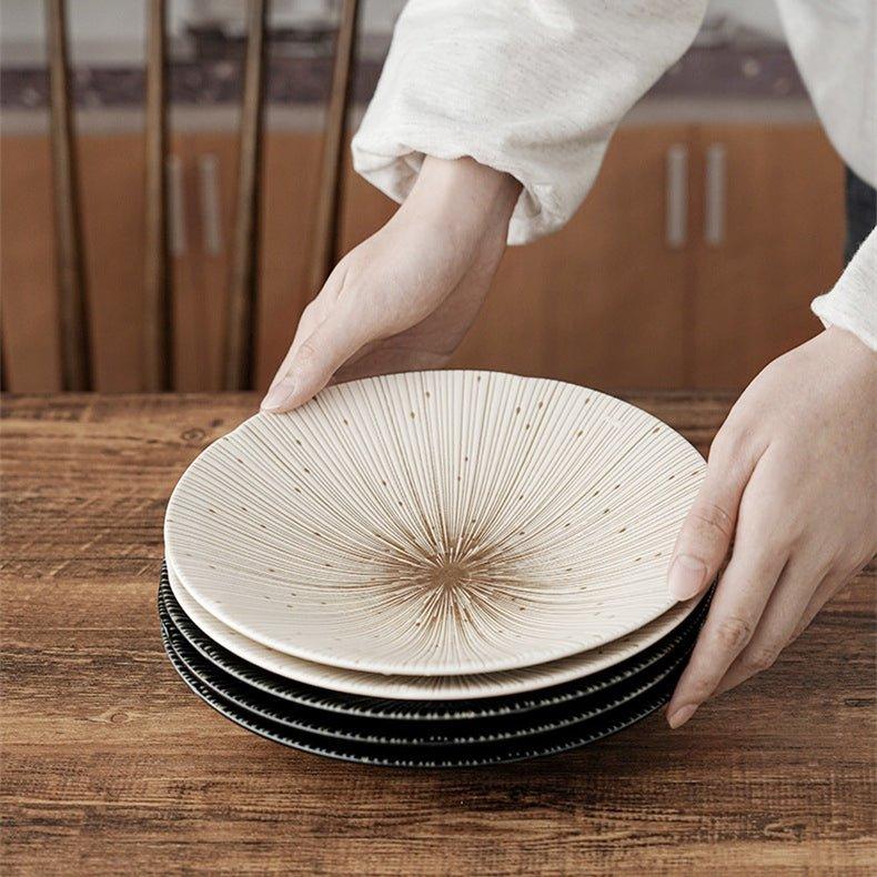 Handgefertigte japanische Mino Ware Keramische zerknitterte Teller | Brehn