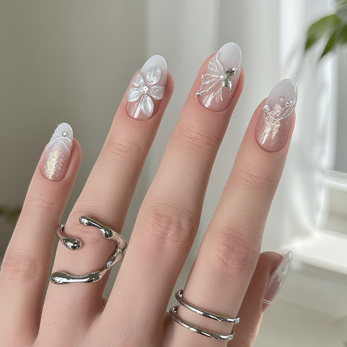 Elegante Blumen Press-On Nagelset Brehn 1790636554