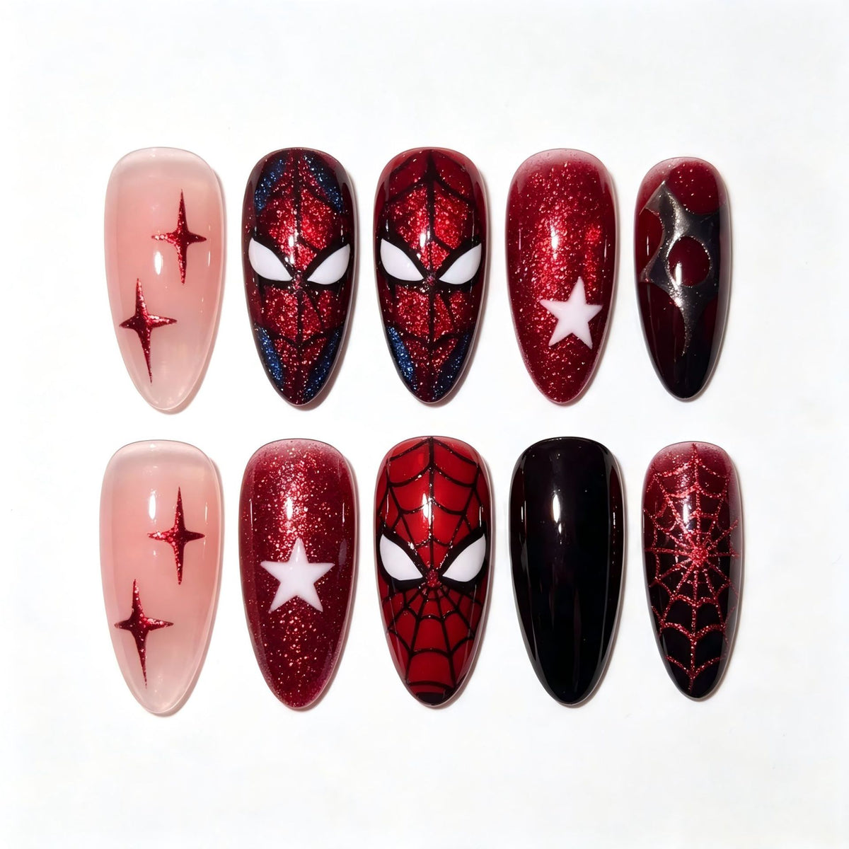 Themen Press-On Nagelset mit Spider-Man-Design Brehn