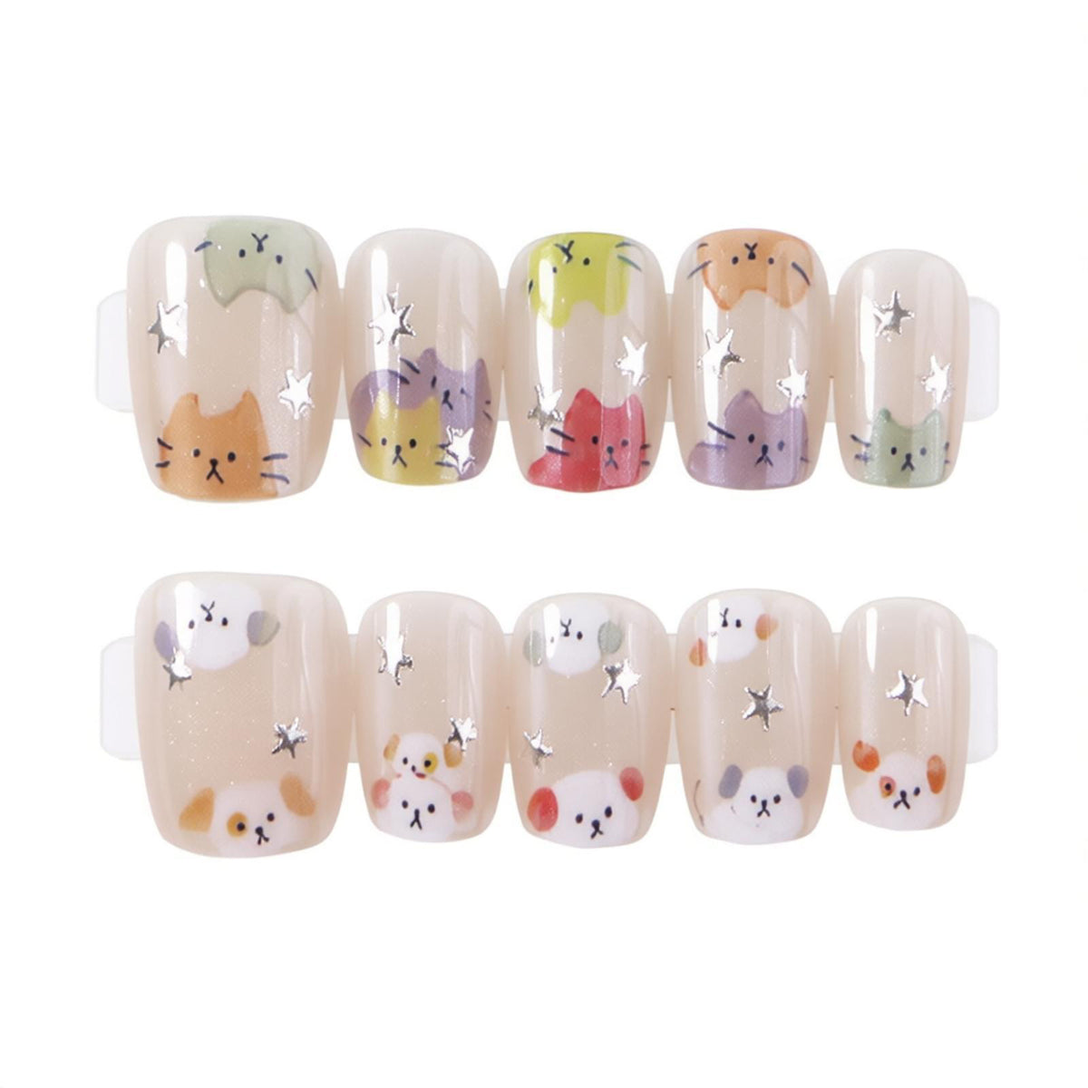 Verspieltes Katzen-Themen Press-On Nagelset Brehn