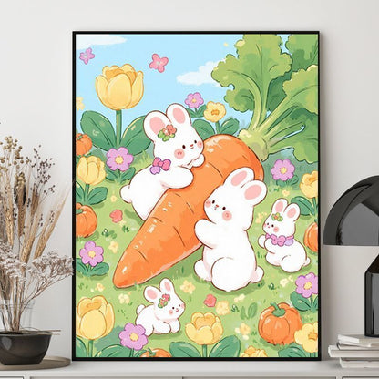 Niedliche Kaninchen-Themen-Illustration Leinwand Kunst Brehn