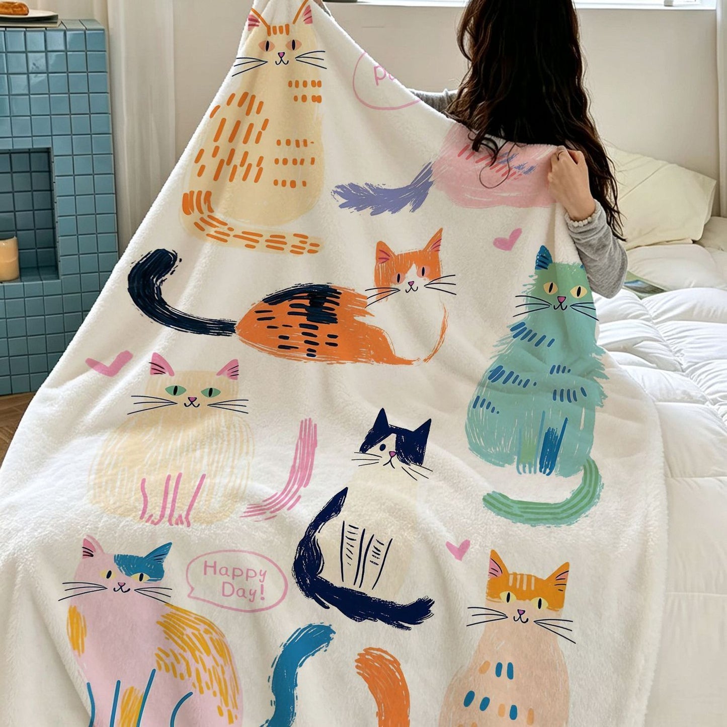 Verspielt katzenmotiviertes Plüschdecke