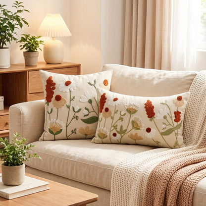 Bestickte florale Lendenkissenbezug