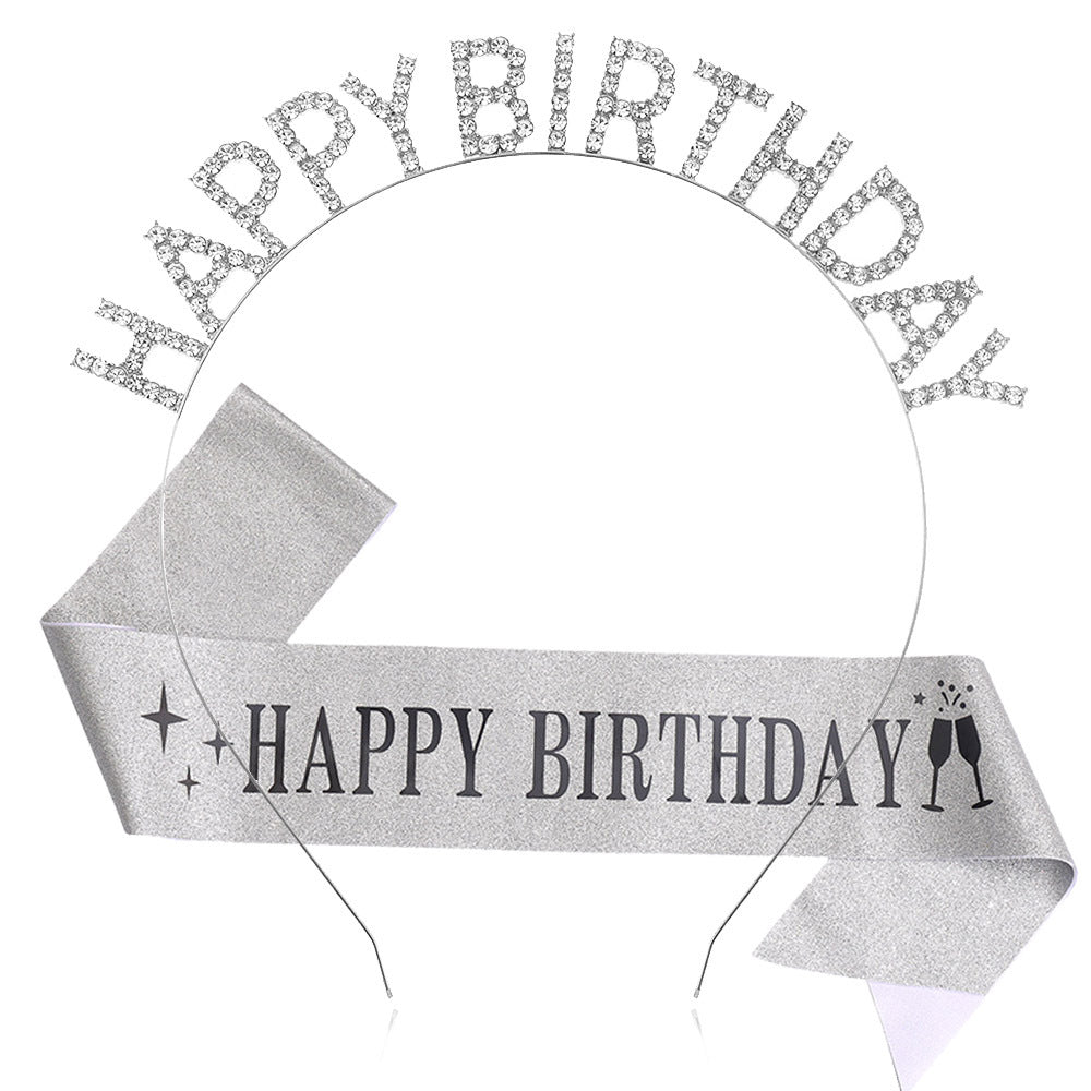 Damen Glitzernder Haarreif mit "Happy Birthday"-Aufschrift Brehn