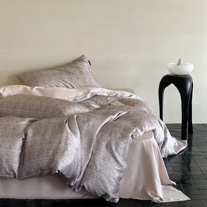 Luxuriöses Satin-Bettwäsche-Set mit floralem Aquarellprint, Volantkanten und Wendefunktion