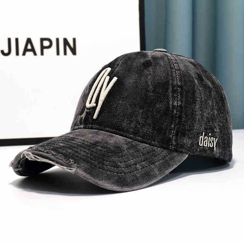 Damen Distressed Denim Bestickte Baseballmütze Brehn