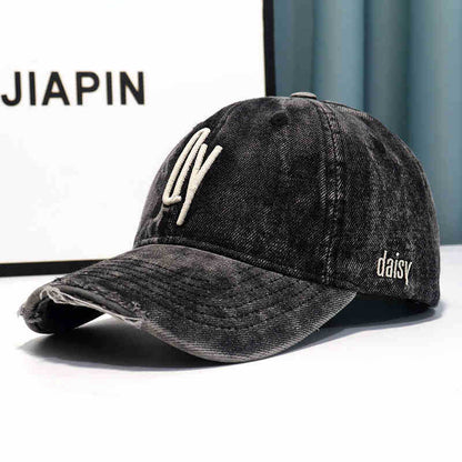 Damen Distressed Denim Bestickte Baseballmütze Brehn