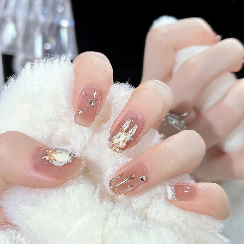 Künstlerisches Press-On-Nagelset mit glitzernden Sternakzenten Brehn