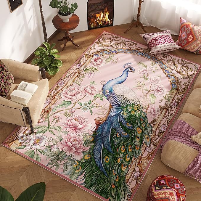 Ornamental Peacock Design Bereichsteppich Brehn
