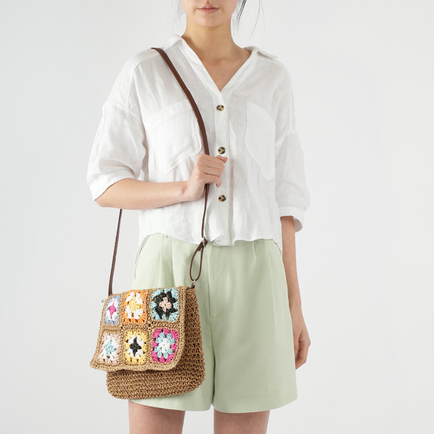 Bequeme Schultertasche mit Buntem Hexagon-Muster Brehn