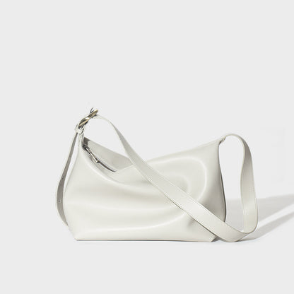 Minimalistische Gebogene Leder Schultertasche mit Verstellbarem Gurt