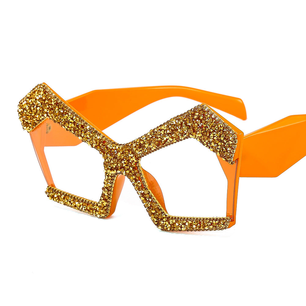 Damen Funkelnde Cat-Eye-Sonnenbrille mit extravagantem Strassrahmen Brehn