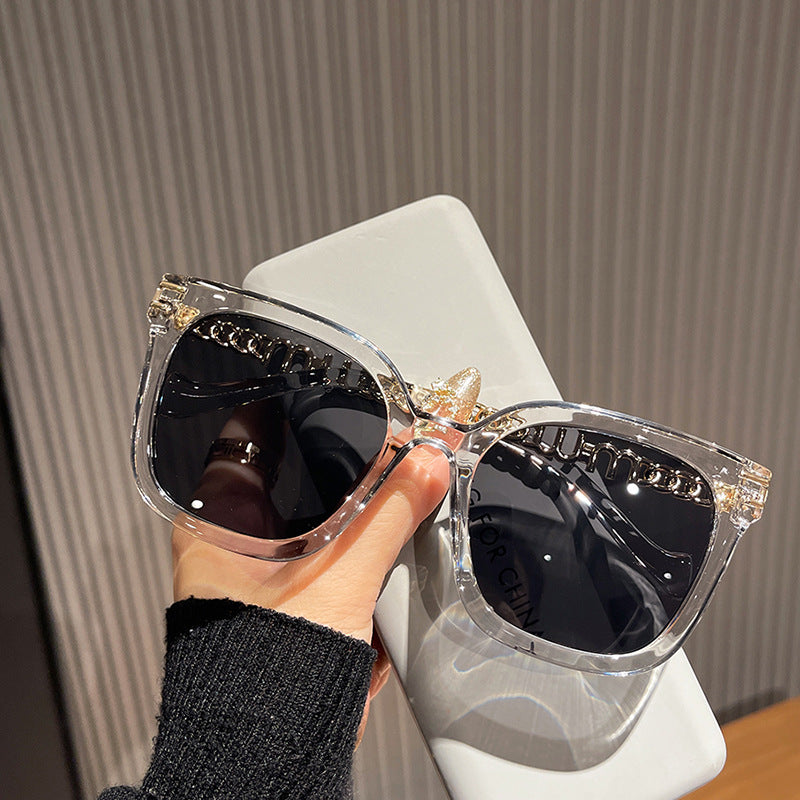 Damen trendige quadratische Sonnenbrille mit elegantem Rahmen und stylishem Goldakzent Brehn