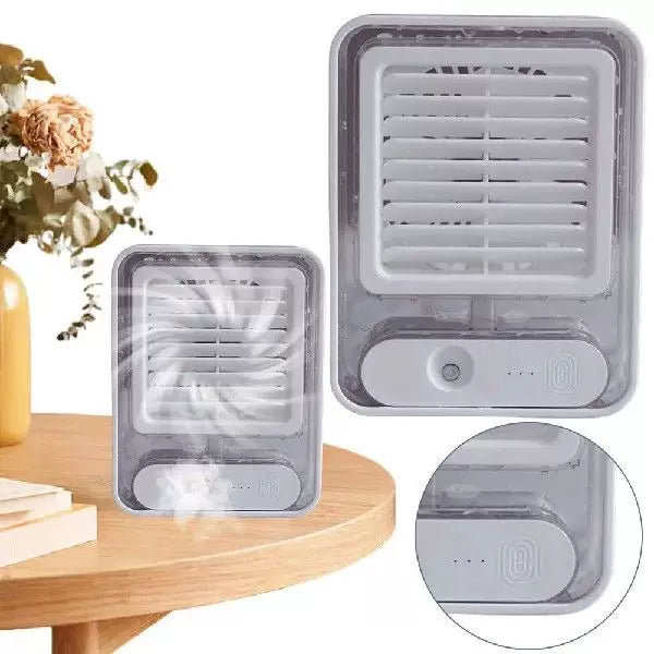 Unisex Einheitsgröße kompakter USB Mikroklima Kühler und flüsterleiser Tischventilator mit transparentem Wassertank und verstellbarem Louver Brehn