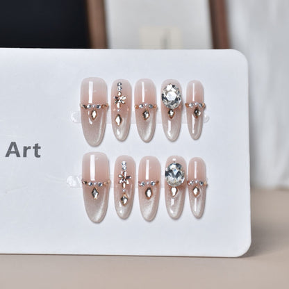 Elegante mit Strass verzierte Press-On-Nagelverlängerungen Brehn