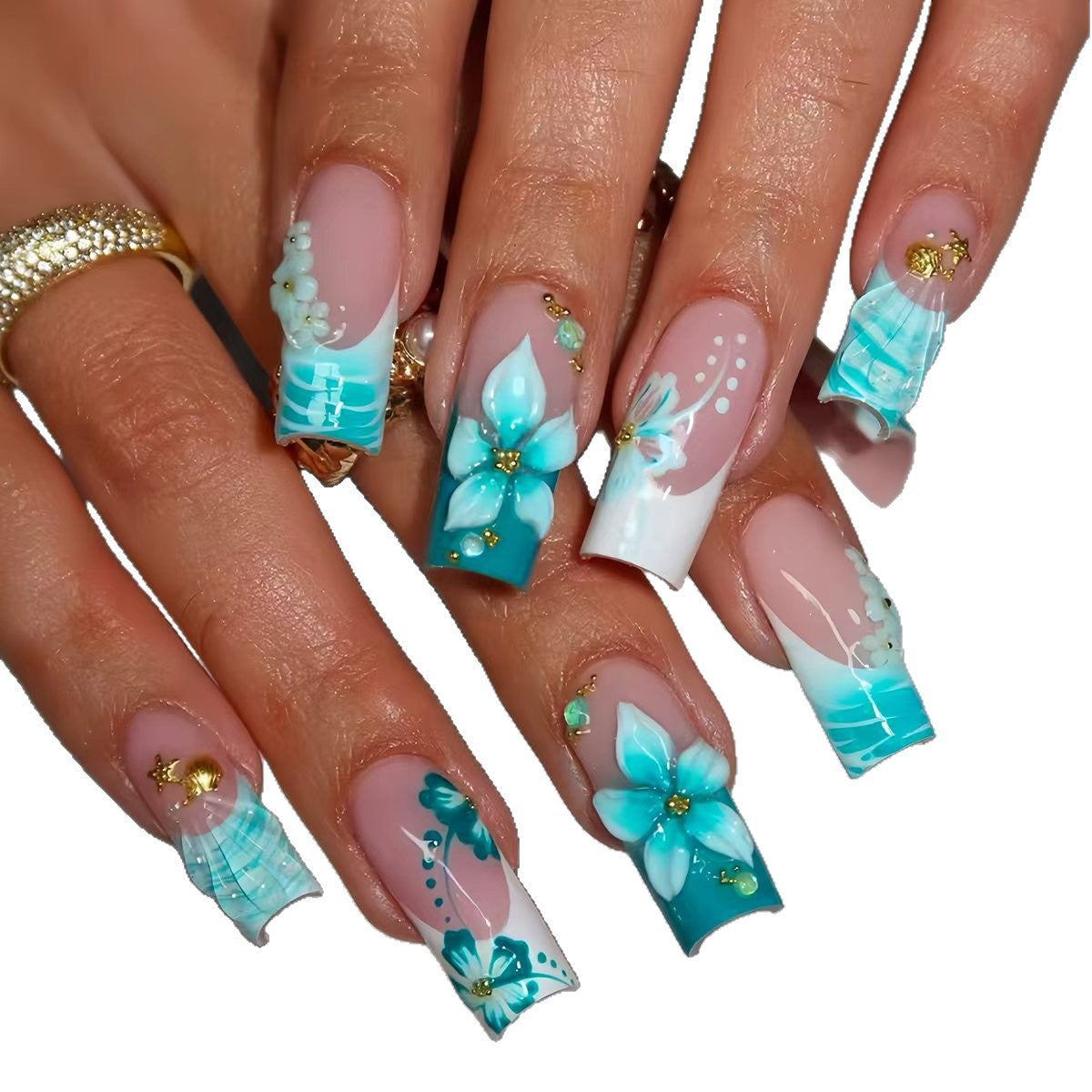 Detaillierte florale Acrylnagelverstärkungen Brehn
