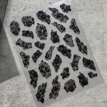 Zartes Spitze Nagelkunst Aufkleber Set