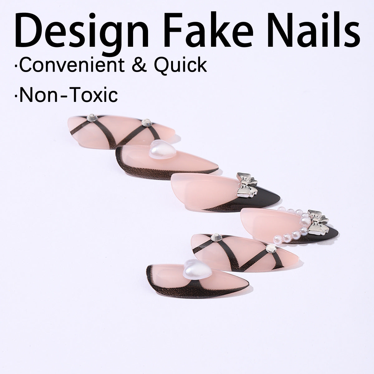 Kunstnagelset mit elegantem, asymmetrischem Design Brehn