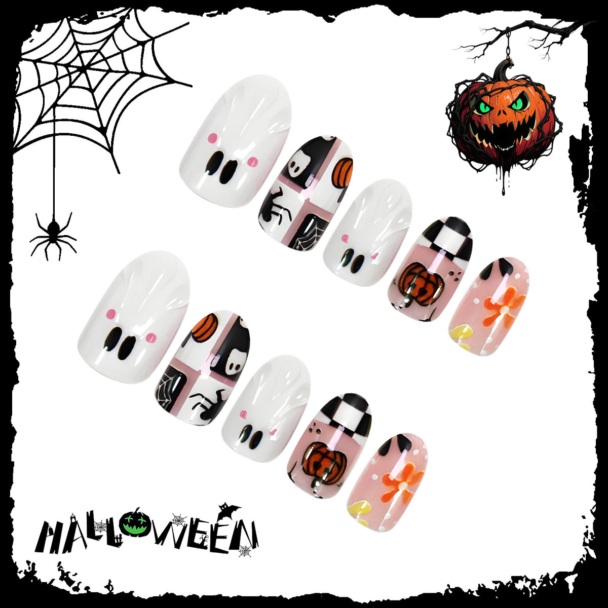 Kunstnagelset mit saisonalen Halloween Motiven Brehn