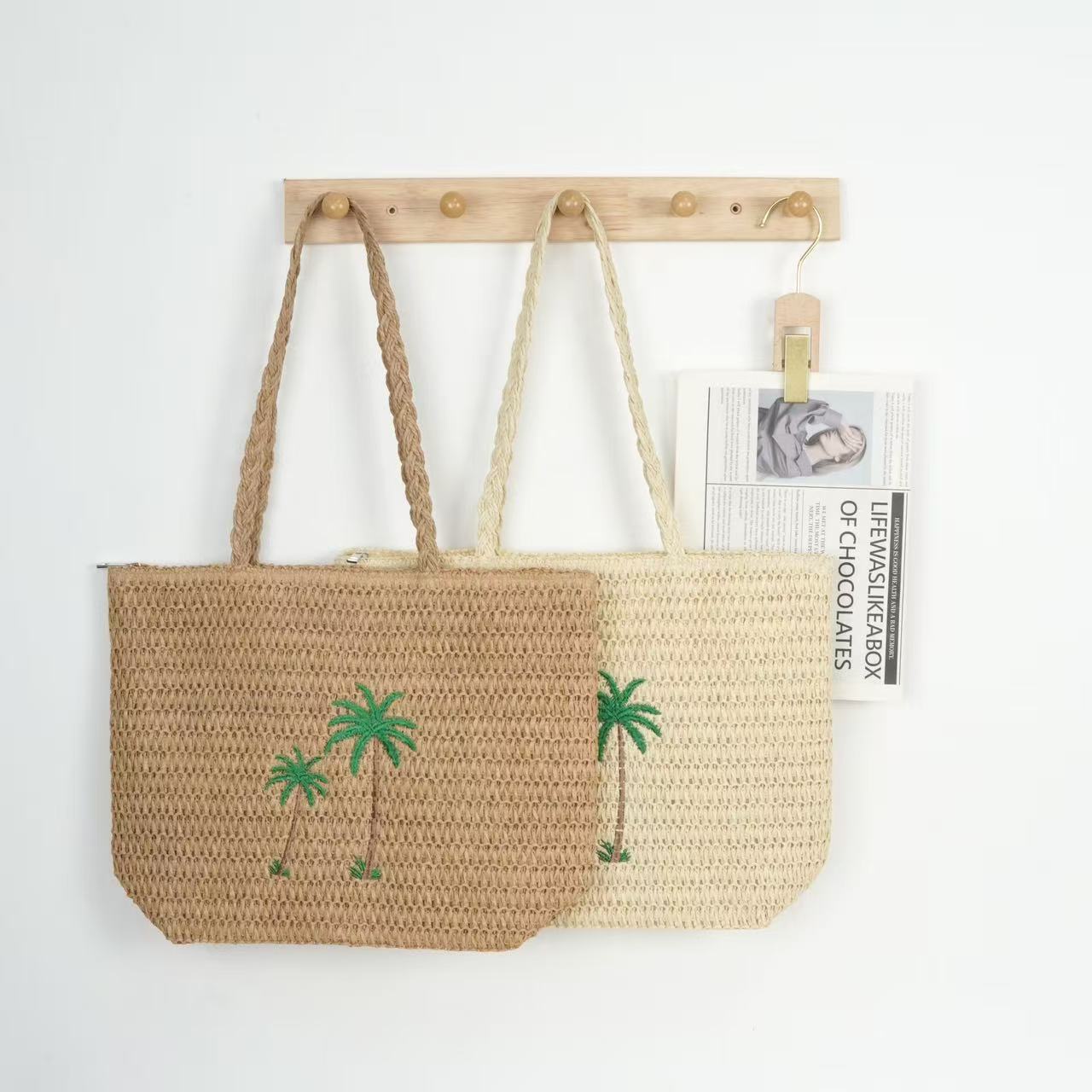 Strandtasche mit Handgefertigtem Palmenmuster Brehn