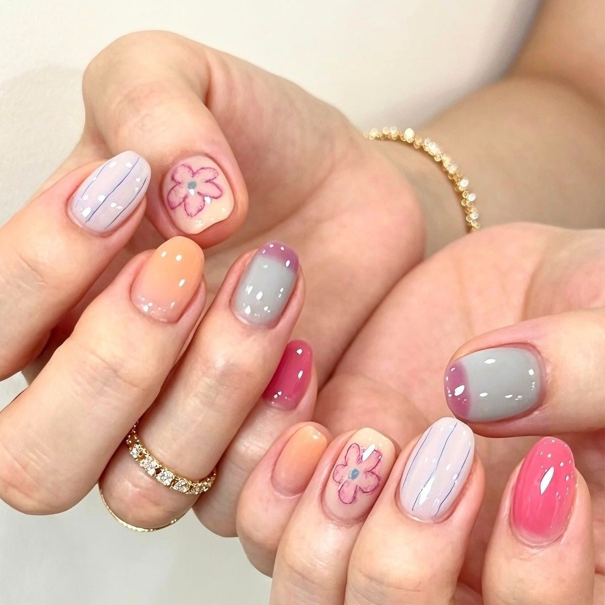 Künstlerisches katzenmotiviertes Press-On-Nagelkunstset Brehn