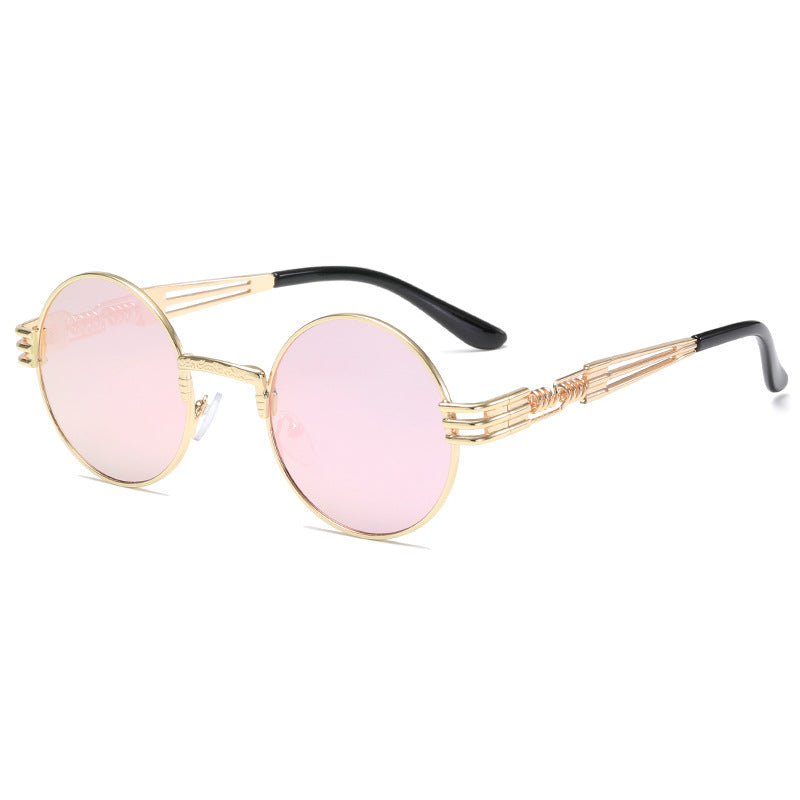 Damen Retro-Inspirierte runde Sonnenbrille mit einzigartigem Metallrahmen Brehn