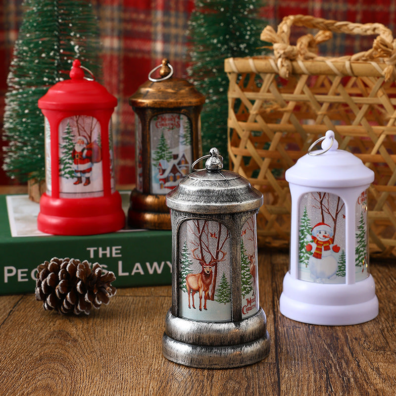 Nostalgische Weihnachtslaterne mit leuchtendem Weihnachtsmann-Motiv Brehn