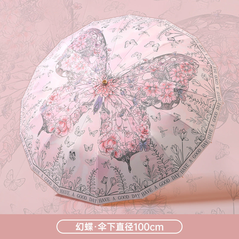 Damen Faltbarer Regenschirm mit floralen Motiven Brehn