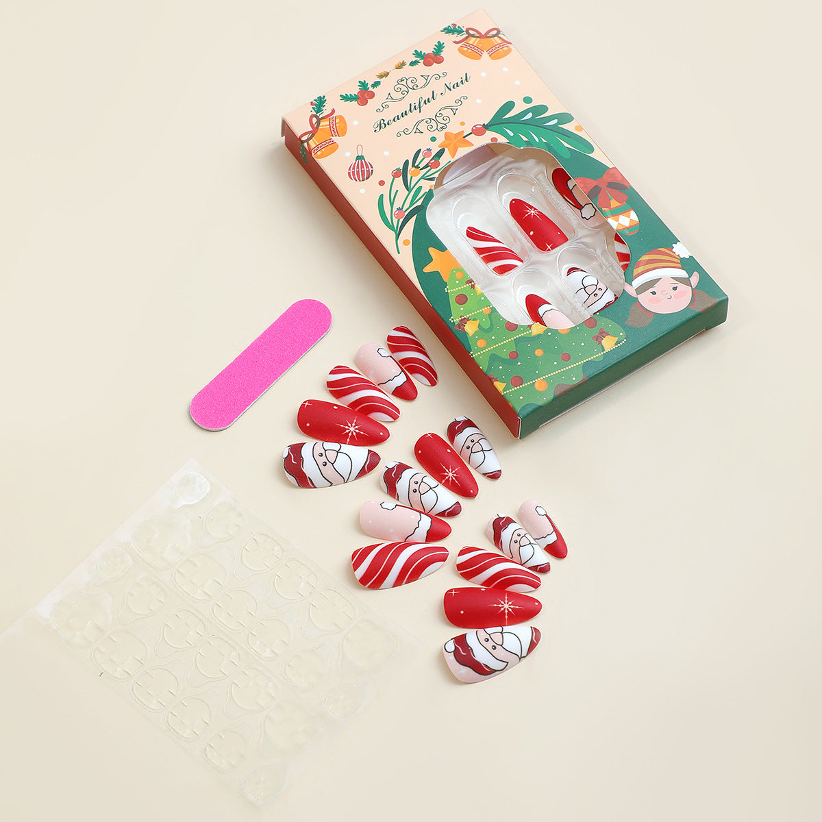 Kunstnagelset mit festlichem Weihnachtsmotiv Brehn