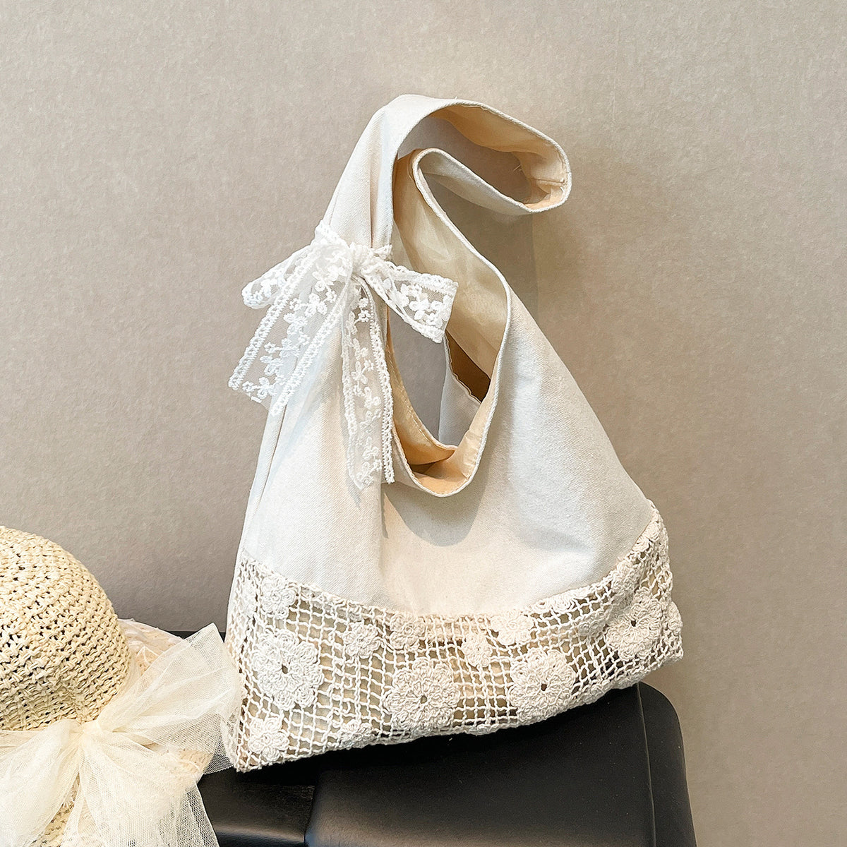 Handgefertigte Blumenspitze Tote Bag