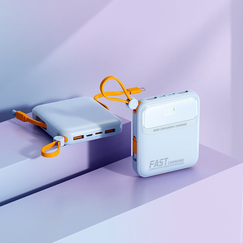 Tragbare Powerbank mit integriertem Ladekabel und digitaler Anzeige Brehn
