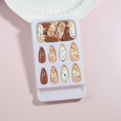 Künstlerisches Marmor Design Press-On Nagel Set Brehn