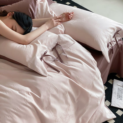 Luxuriöses Wendeduvet-Bezug-Set mit gebundenen Kissenbezügen