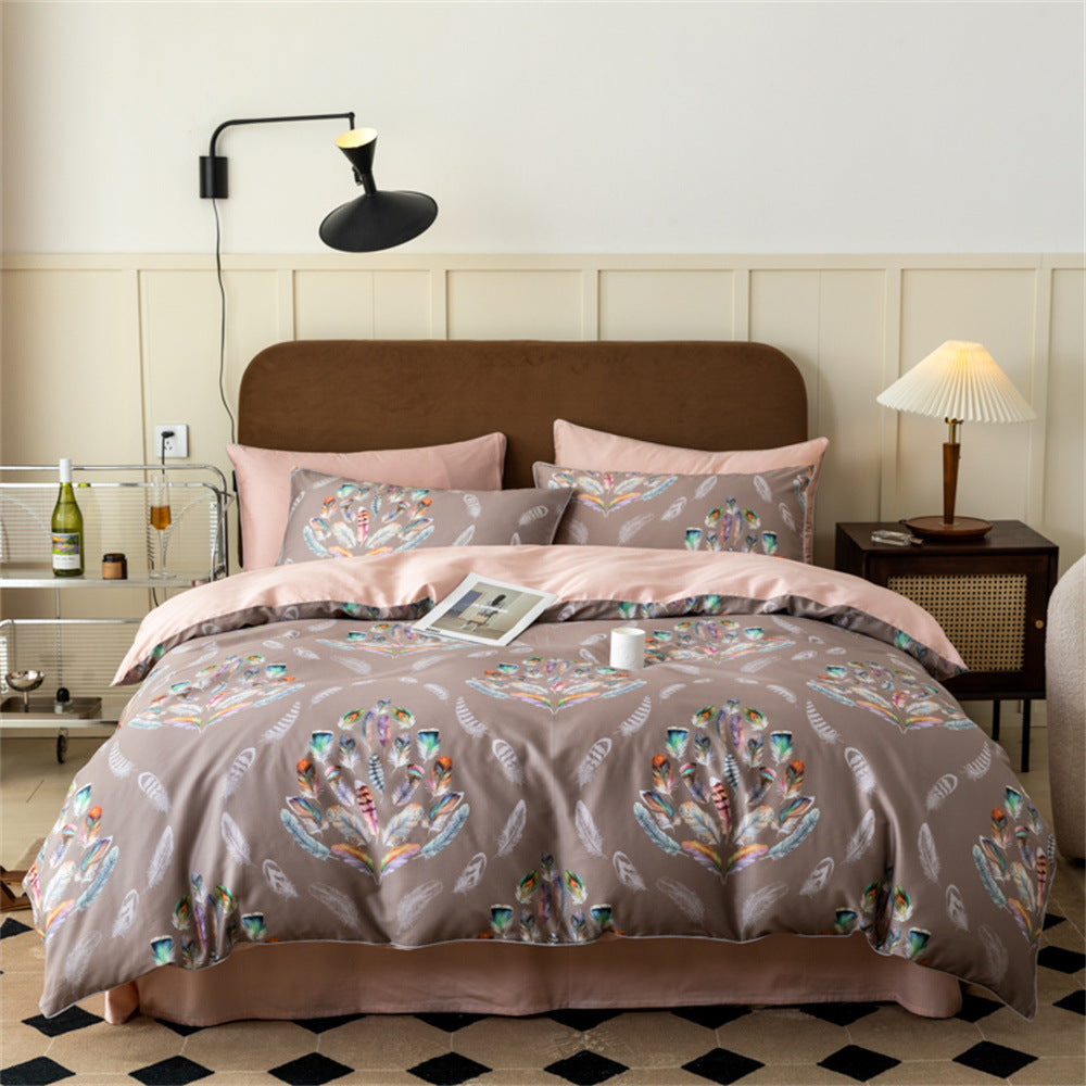 Luxuriöse Baumwollsatin-Bettwäsche-Garnitur mit großfloralem botanischem Print