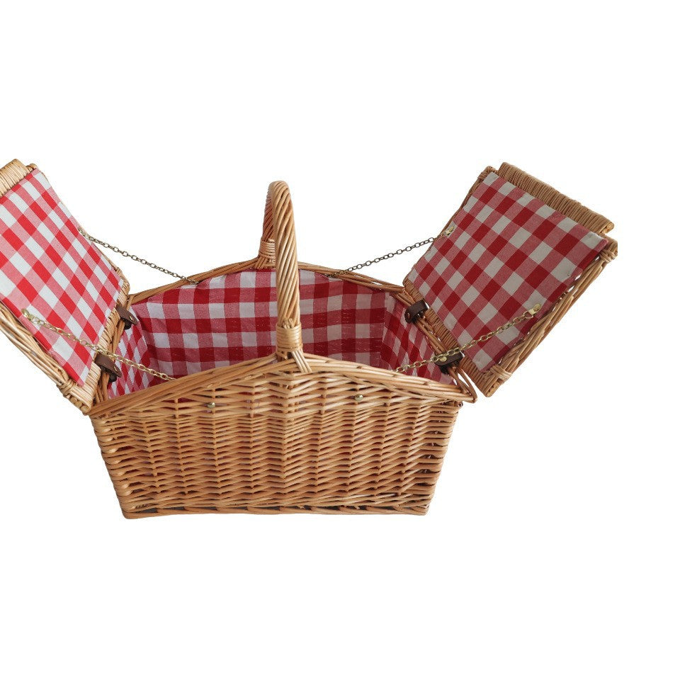 Damen Picknickkorb mit dekorativem Gittermuster und praktischem Klappdeckel Brehn
