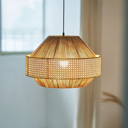 Geflochtene Rattan Trommel Pendelleuchte
