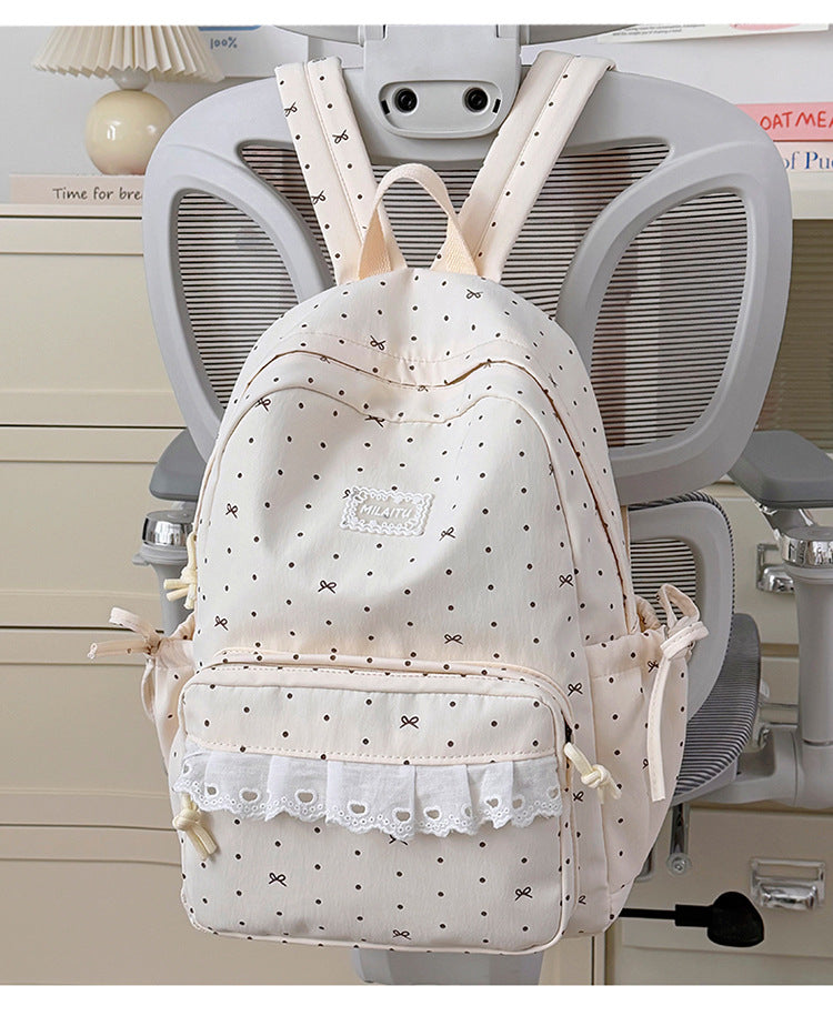 Charmanter Polka-Dot Designer-Schulrucksack