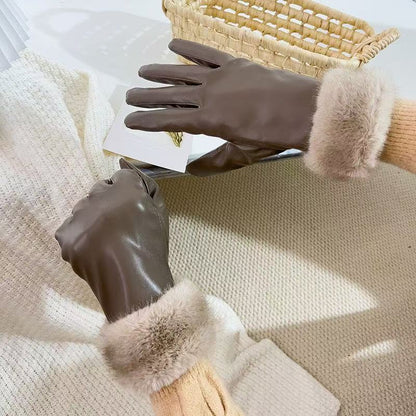 Luxuriöse Kunstpelz-Bündchen-Lederhandschuhe Brehn