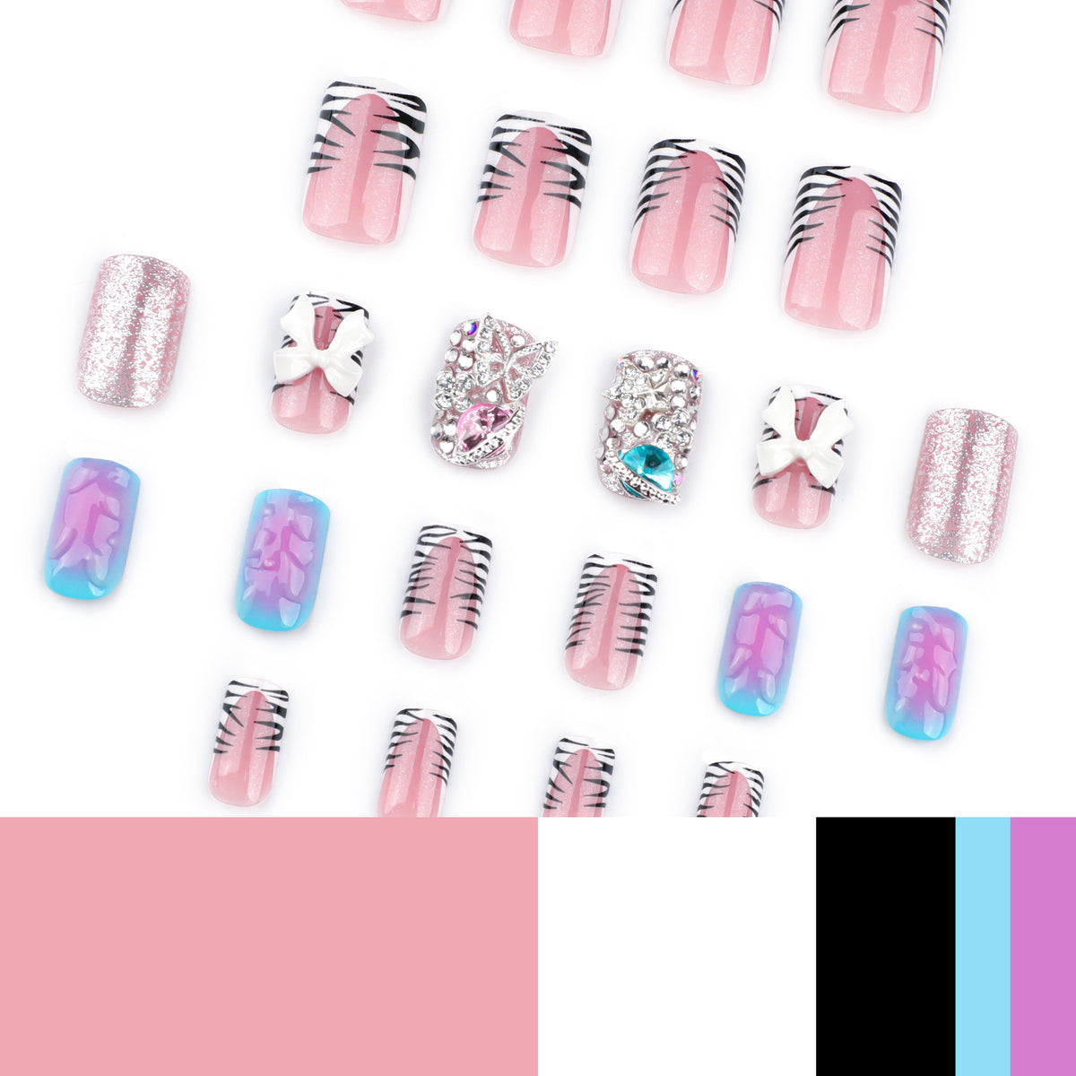 Kunstvolle Nagelkunst mit Glitzer und 3D-Details Brehn