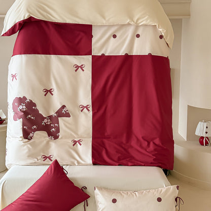 Luxuriöses Baumwollsatin Bettwäsche Set mit reversiblem Patchwork-Design