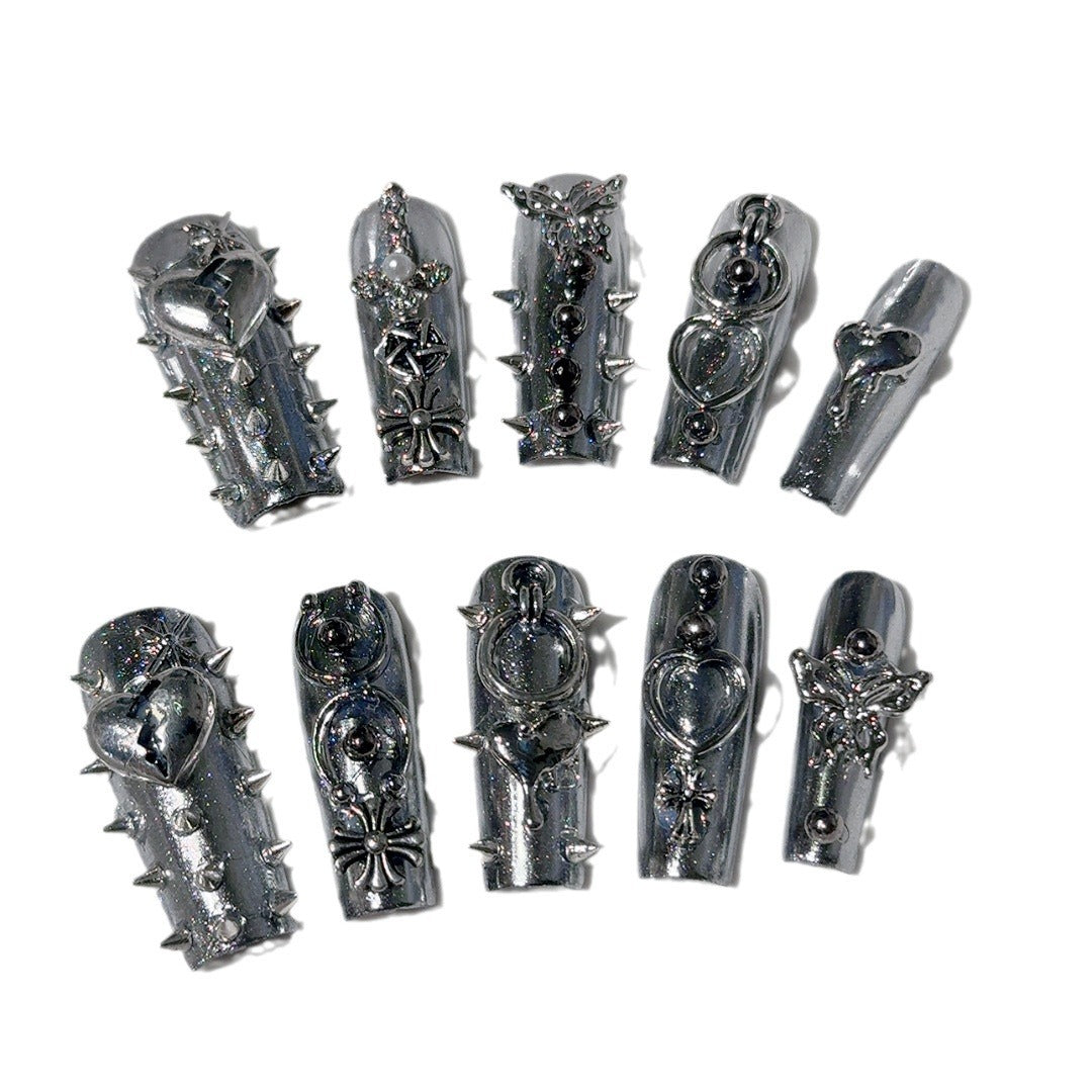 Gothic-inspiriertes metallisches Nagelkunstset