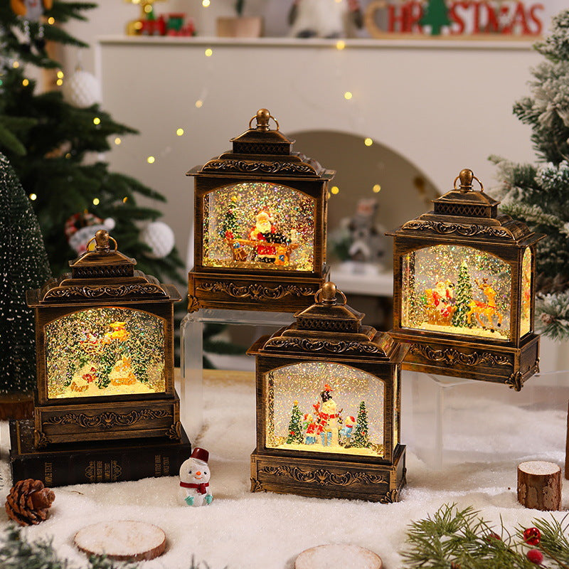 Nostalgische Weihnachtslaterne mit beweglicher Schneefallszene Brehn