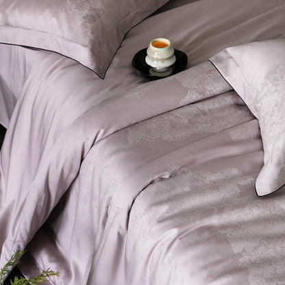 Fein-Jacquard Satin-Bettbezuggarnitur mit Ton-in-Ton-Muster und verdecktem Reißverschluss