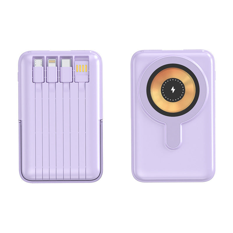 Tragbare Powerbank mit integriertem Kabelladesystem und schnellem Wireless-Charging Brehn