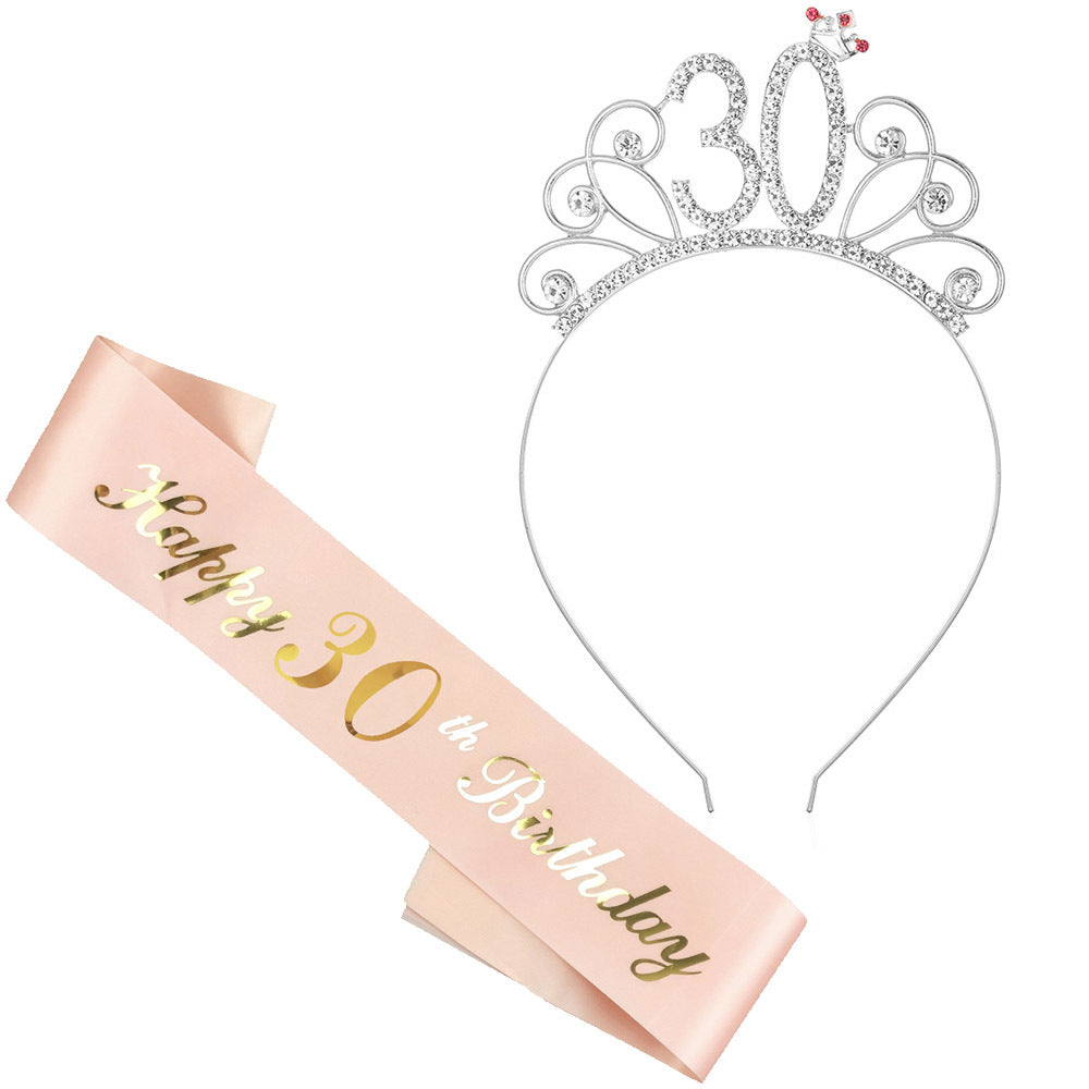 Damen Geburtstags-Tiara und Schärpe Set Brehn