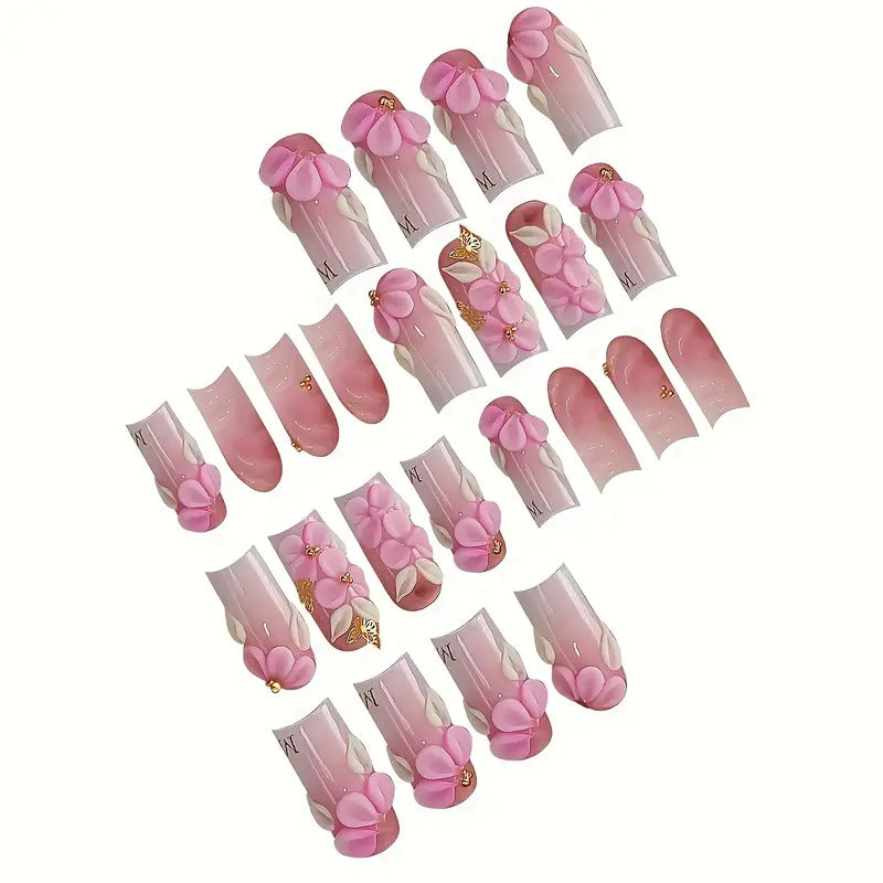 Floral-Accent Press-On Nail Art Brehn