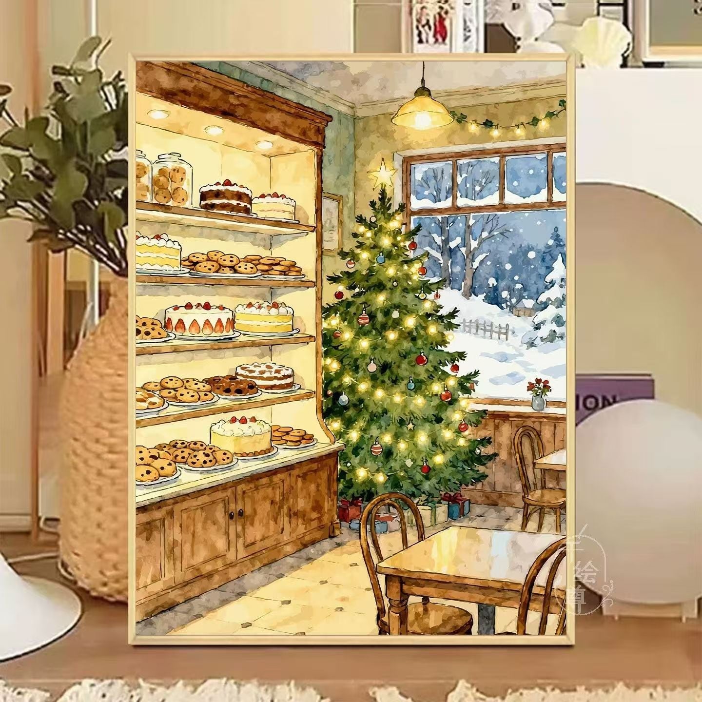 Gemütliche winterliche Café-Leinwandkunst Brehn